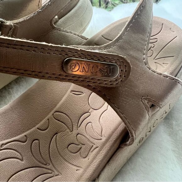 ONCAI Sandals Orthotic Arch Support Leather Lightweight Comfort Gold/Khaki Sz 9 - Picture 11 of 16